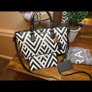 BRAHMIN MINI ASHER Rare White Valle LEATHER SATCHEL CROSSBODY HANDBAG & Wallet